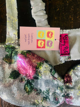 Load image into Gallery viewer, Reworked Sequin Floral Bralette Top – Silver Stretch Disco Glam XS/S
