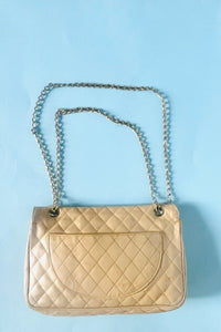 Vintage 80s Beige leather quilted purse