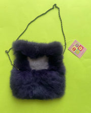Load image into Gallery viewer, Handmade recycled purple fur clutch/purse
