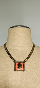 Reworked Rare pink lion link chain necklace.