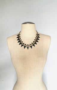 Vintage geometric enamel gold necklace