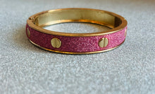Load image into Gallery viewer, Vintage 90s Cartier-Inspired Pink Glitter Screwhead Bangle Bracelet
