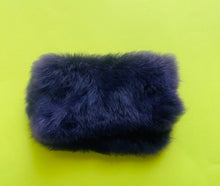 Load image into Gallery viewer, Handmade recycled purple fur clutch/purse
