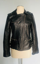Load image into Gallery viewer, Women’s black leather Motorcycle Jacket -  S
