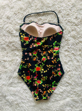 Load image into Gallery viewer, Incredible 50s floral one piece swimsuit/bodysuit Small
