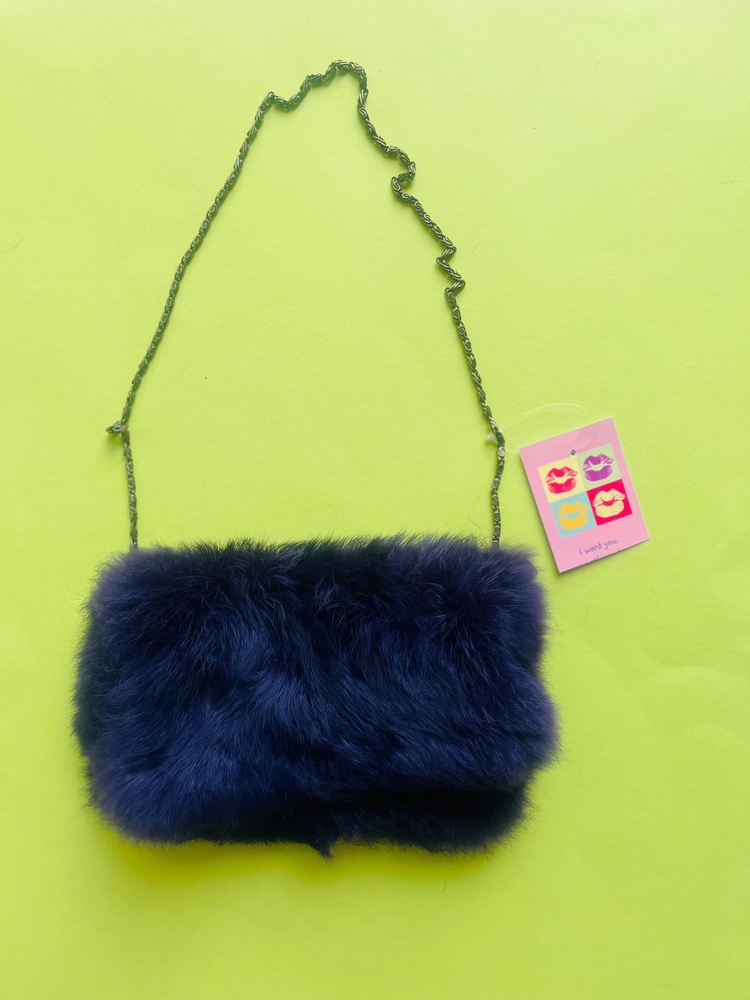 Handmade recycled purple fur clutch/purse