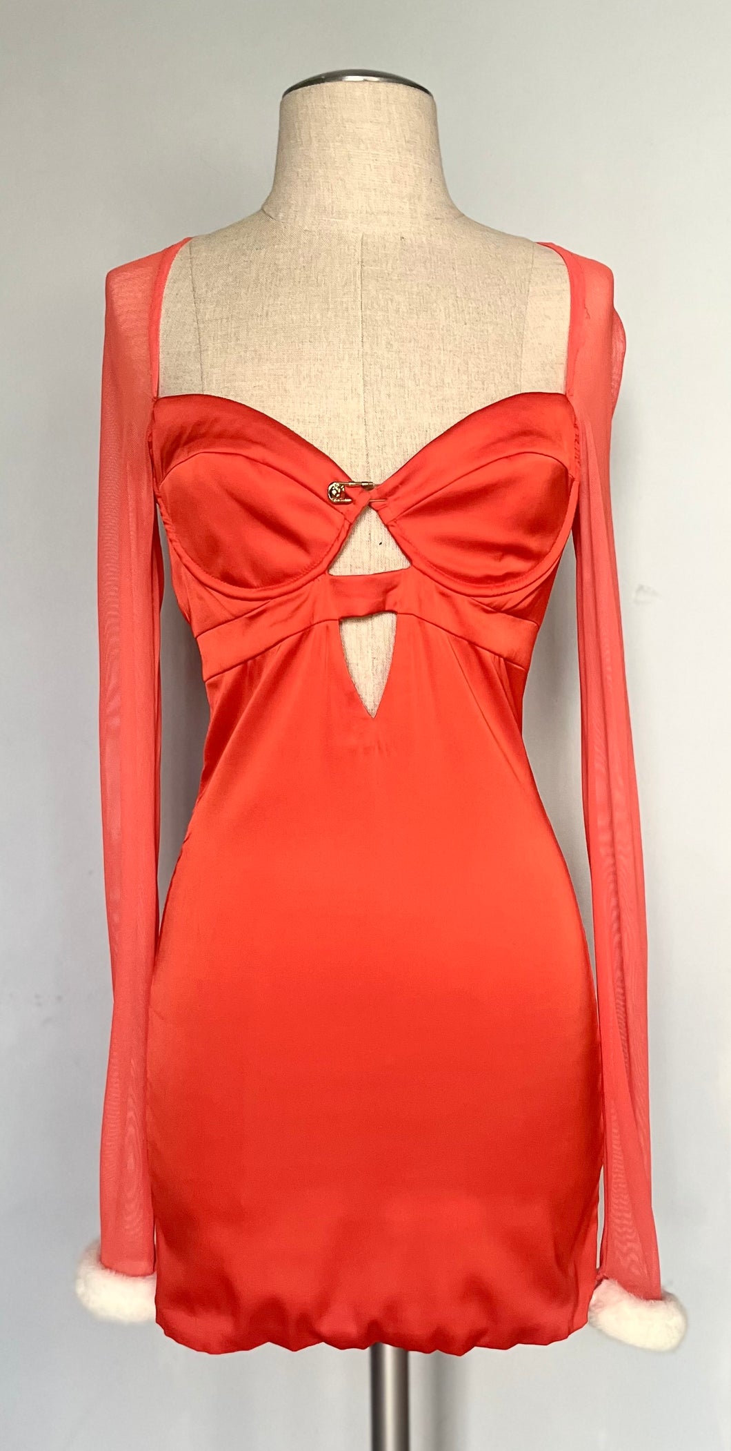 Redesigned cutout orange fitted mini dress.  S M