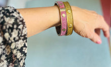 Load image into Gallery viewer, Vintage 90s Cartier-Inspired Pink Glitter Screwhead Bangle Bracelet
