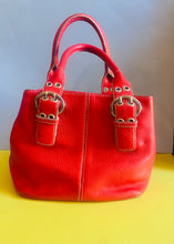 Load image into Gallery viewer, Vintage Y2k red pebbled leather tote bag
