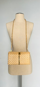 Vintage 60s Lacquered basket weave clutch/cross body purse