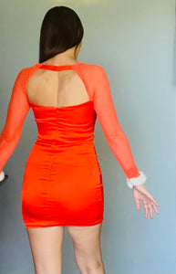 Redesigned cutout orange fitted mini dress.  S M