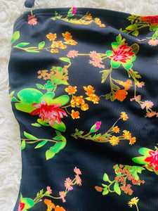 Incredible 50s floral one piece swimsuit/bodysuit Small