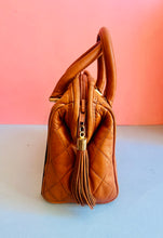 Load image into Gallery viewer, Vintage 80s Brown handmade Italian Quilted Leather Mini Tote bag
