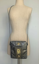 Load image into Gallery viewer, Vintage 90s versace inspo tiger studded electric grey leather cross body purse
