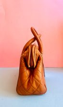 Load image into Gallery viewer, Vintage 80s Brown handmade Italian Quilted Leather Mini Tote bag
