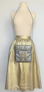 Vintage 90s versace inspo tiger studded electric grey leather cross body purse