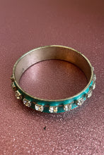 Load image into Gallery viewer, Vintage 60s –70s Turquoise Enamel Rhinestone Bangle
