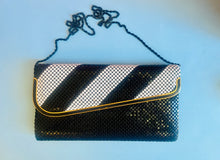 Load image into Gallery viewer, Vintage 80s Geometric Black &amp; White Mesh Evening purse or clutch
