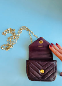 Micro mini brown leather quilted crossbody Yves Saint Laurent purse
