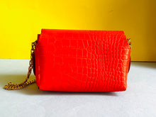 Load image into Gallery viewer, Custom made Orange Leather pebbled tote purse
