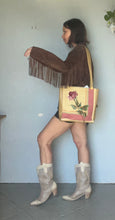 Load image into Gallery viewer, Vintage 60s Vinyl large Rose Tapestry tote Purse
