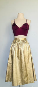 Handmade vintage high waist gold skirt  M