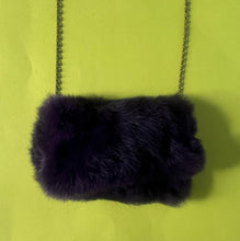 Load image into Gallery viewer, Handmade recycled purple fur clutch/purse
