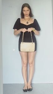 Vintage 80s Beige leather quilted purse
