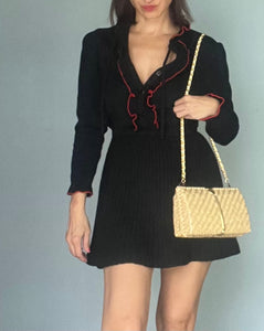 Vintage 60s Lacquered basket weave clutch/cross body purse