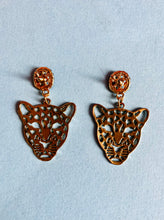 Load image into Gallery viewer, Reworked cougar-tiger drop earrings
