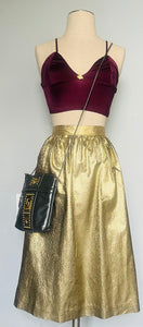 Handmade vintage high waist gold skirt  M