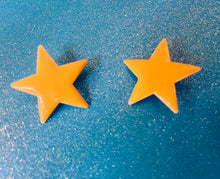 Load image into Gallery viewer, Mustard yellow enamel Star earrings
