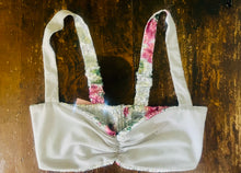 Load image into Gallery viewer, Reworked Sequin Floral Bralette Top – Silver Stretch Disco Glam XS/S
