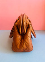 Load image into Gallery viewer, Vintage 80s Brown handmade Italian Quilted Leather Mini Tote bag
