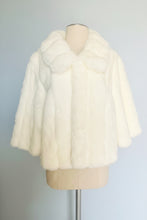Load image into Gallery viewer, Y2K Ivory Plush Cropped Faux Fur Jacket - S  M
