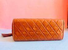 Load image into Gallery viewer, Vintage 80s Brown handmade Italian Quilted Leather Mini Tote bag
