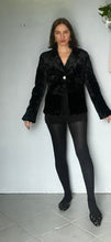 Load image into Gallery viewer, Vintage black faux lamb fur blazer Jacket.  S -  M
