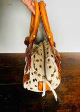Load image into Gallery viewer, Vintage Y2K custom made studded leather gold studded tote
