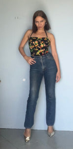 Incredible 50s floral one piece swimsuit/bodysuit Small