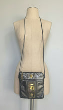 Load image into Gallery viewer, Vintage 90s versace inspo tiger studded electric grey leather cross body purse
