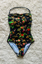 Load image into Gallery viewer, Incredible 50s floral one piece swimsuit/bodysuit Small
