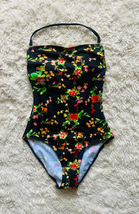 Incredible 50s floral one piece swimsuit/bodysuit Small