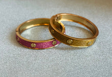 Load image into Gallery viewer, Vintage 90s Cartier-Inspired Pink Glitter Screwhead Bangle Bracelet
