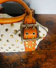 Load image into Gallery viewer, Vintage Y2K custom made studded leather gold studded tote
