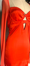 Load image into Gallery viewer, Redesigned cutout orange fitted mini dress.  S M
