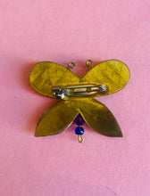 Load image into Gallery viewer, Bejeweled vintage 60s handmade bohemian butterfly brooch
