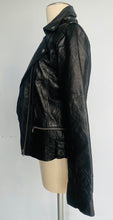 Load image into Gallery viewer, Women’s black leather Motorcycle Jacket -  S

