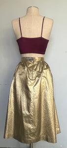 Handmade vintage high waist gold skirt  M