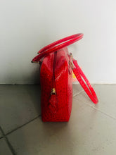 Load image into Gallery viewer, Vintage Mod faux leather alligator finish Red Tote bag
