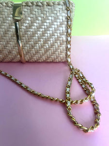 Vintage 60s Lacquered basket weave clutch/cross body purse